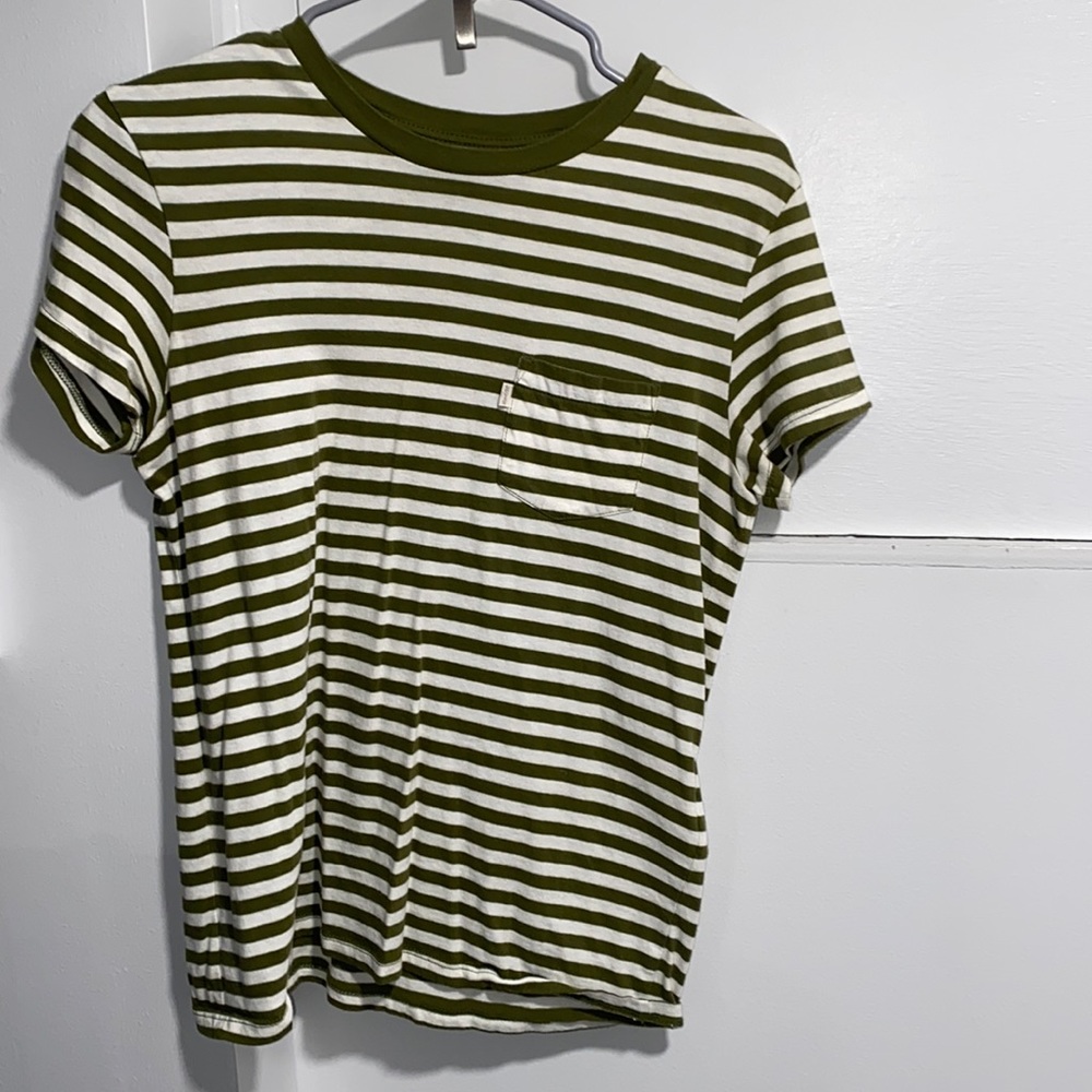 Levi’s army green and white striped tee — size XS